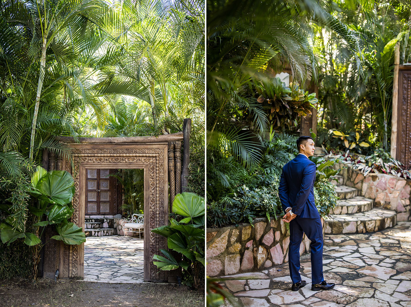 Groom awaits his bride during a destination wedding in Mexico