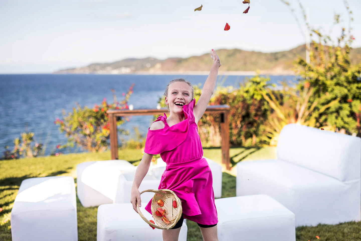 Flower girl at wedding in Mexico