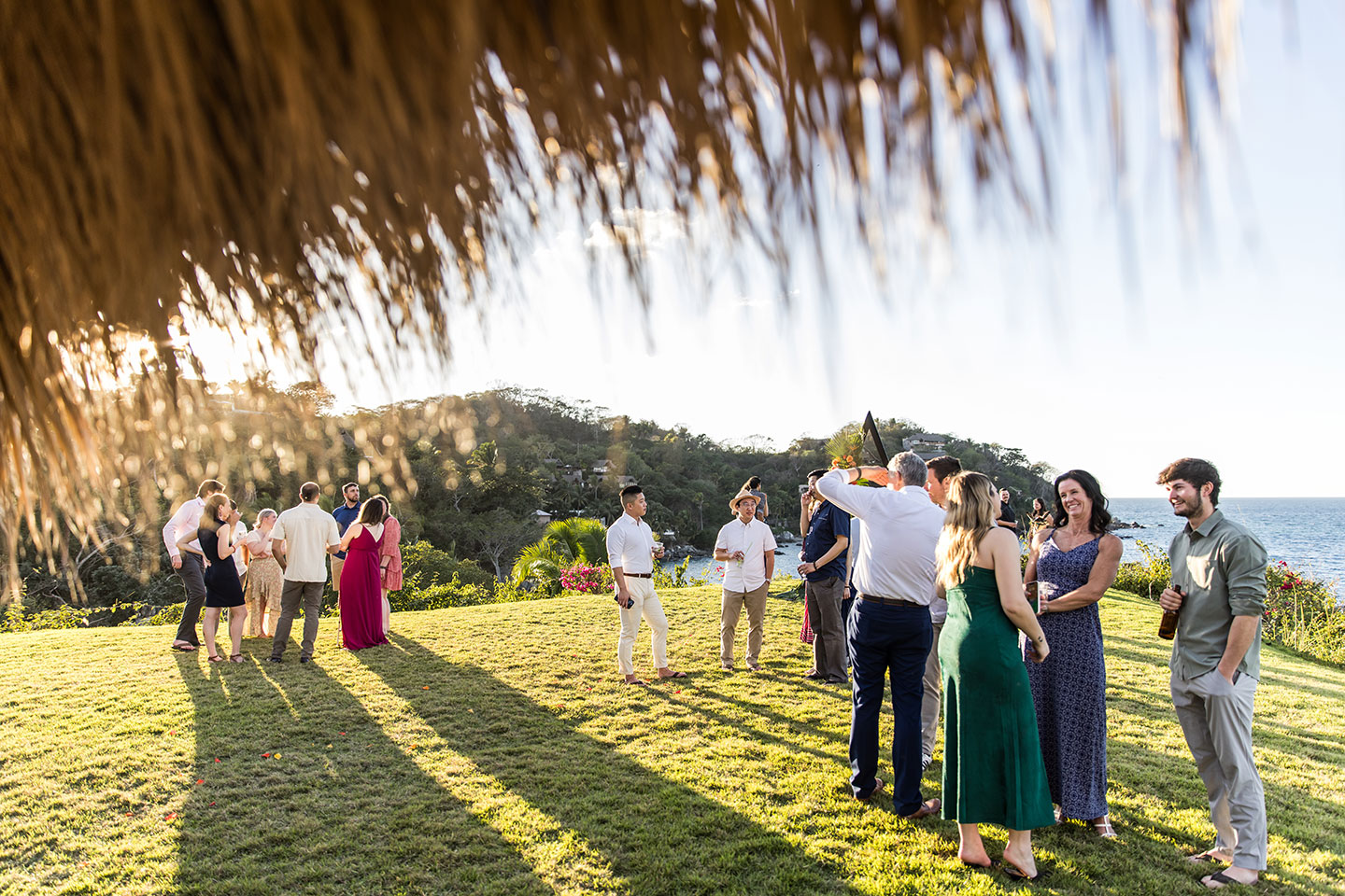 Cocktail hour at Don Pedros Palapa in Sayulita Mexico during a wedding