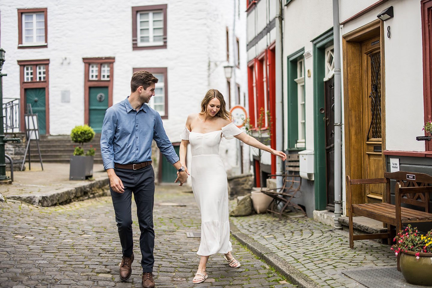 Pre-wedding shoot in Germany in the town of Monschau